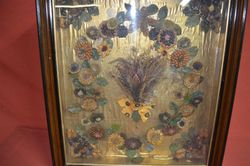 Victorian SHADOW BOX FRAME w/ Dried Flowers, Cones, Seeds Dated 1885 ...