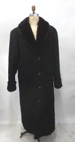 REFURBISHED NEW BLACK ASTRAKHAN LAMB & MINK FUR COAT JACKET