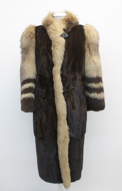 MINT CANADIAN DARK MAHOGANY MINK & FOX FUR COAT JACKET WOMEN WOMAN