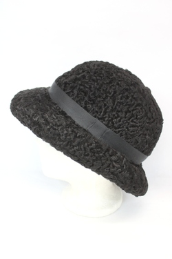 REFURBISHED NEW BLACK ASTRAKHAN LAMB FUR HAT WOMEN WOMAN  display picture 3