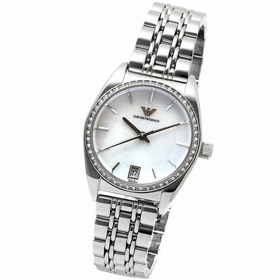NEW EMPORIO ARMANI WHITE DIAL DIAMOND STAINLESS STEEL LADIES WATCH