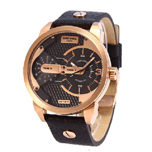 Brand New Sel Mini Daddy Rose Gold Tone Black Leather Mens Watch Dz7317 - Black Gold Leather Men S Watch Brand New Sel Mini Daddy Rose Gold Tone Black Leather Mens Watch Dz7317 - Black Gold Leather Men S Watch