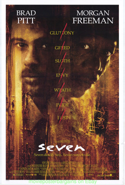 SEVEN MOVIE POSTER Original SS 27x41 BRAD PITT MORGAN FREEMAN