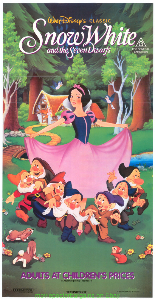 SNOW WHITE MOVIE POSTER Original Australian Daybill Size R80's DISNEY ...