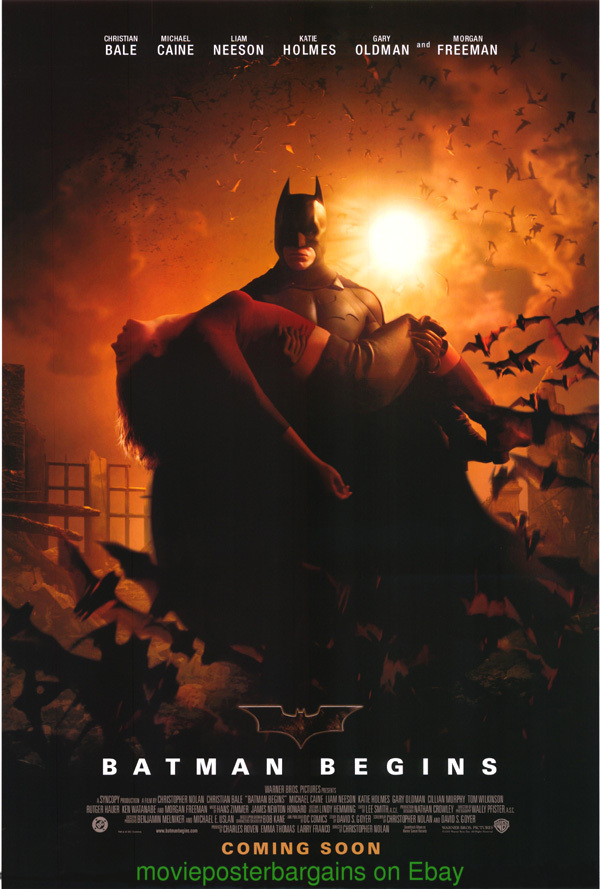 BATMAN BEGINS MOVIE POSTER DS 27x40 RARE International Style B ...