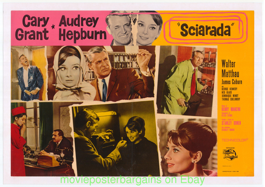 Farce Movie Poster Audrey Hepburn Cary Grant Original Italienisch 19x27 Auf Leinen Ebay