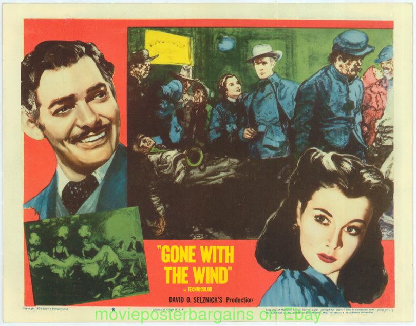 GONE WITH THE WIND LOBBY CARD size 11x14 MOVIE POSTER RERELEASE 1954 ...