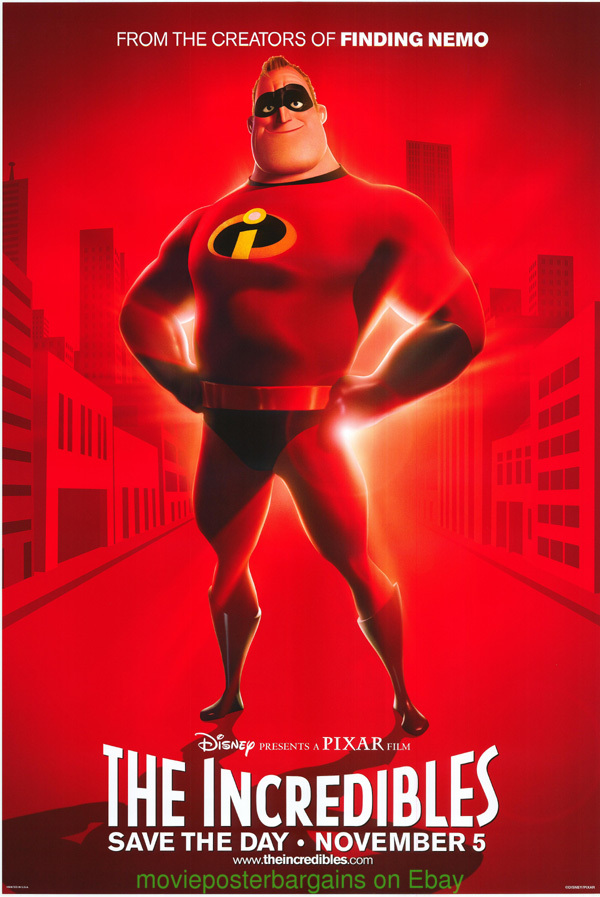 THE INCREDIBLES MOVIE POSTER Original DS 27x40 MR. I Adv. DISNEY PIXAR ...