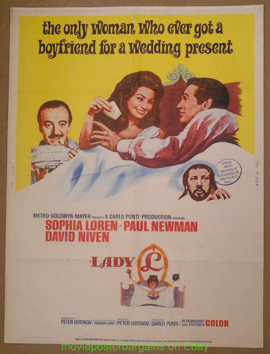 LADY L MOVIE POSTER Original 30x40 Folded 1966 PAUL NEWMAN SOPHIA LOREN ...