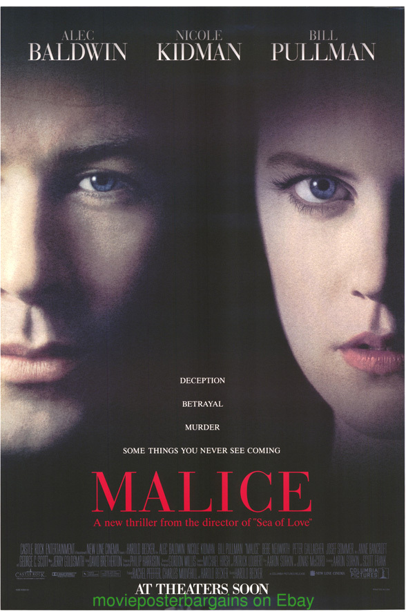 MALICE MOVIE POSTER SS 27x40 NICOLE KIDMAN ALEC BALDWIN | eBay