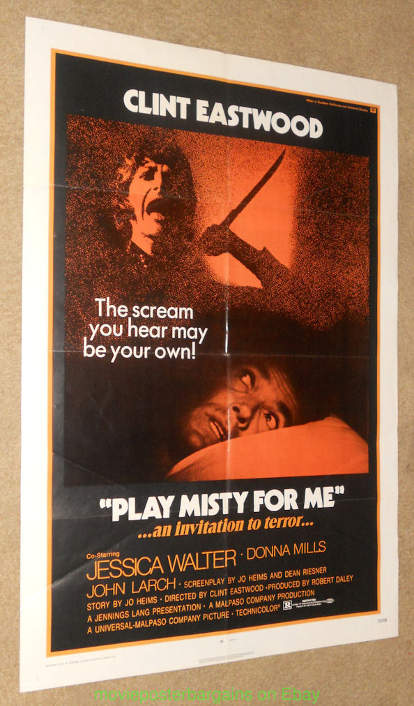 Play Misty For Me Movie Poster Clint Eastwood Original 27x41 V.good 