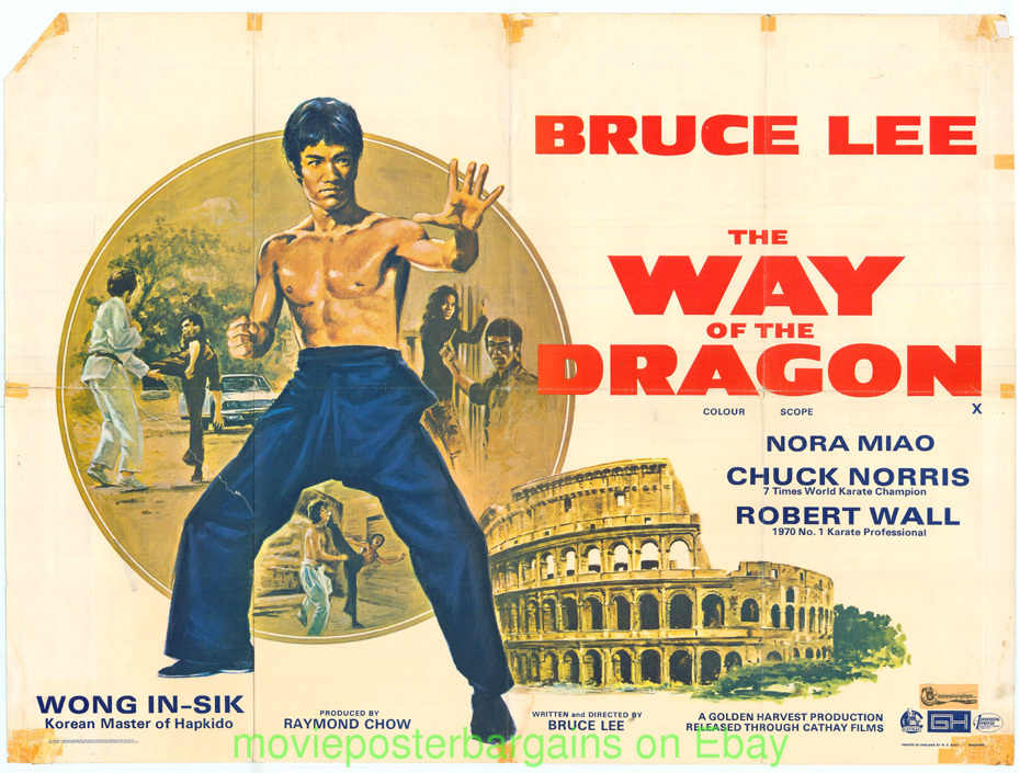 RETURN OF THE DRAGON MOVIE POSTER BRUCE LEE FOLDED BRITISH 1974 FAIR ...