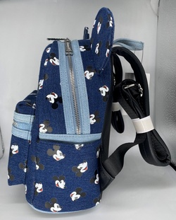 Disney Parks Loungefly Mickey Mouse Fabulous 5 Faces Denim Mini Backpack - NEW Disney Parks Loungefly Mickey Mouse Fabulous 5 Faces Denim  main image 4