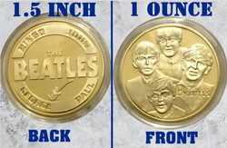 The Beatles Big Gold Plated Collector Coin w/Case 1 ounce