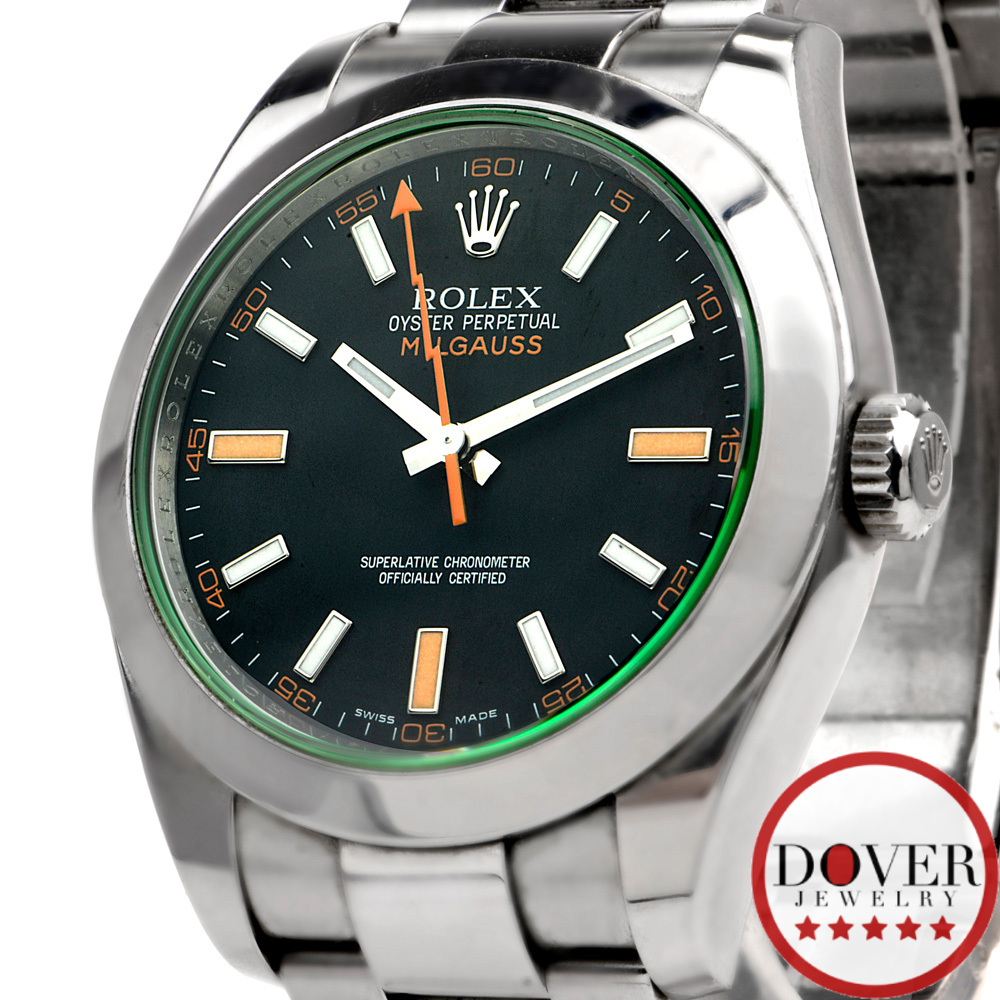 ROLEX Milgauss Green 116400GV Stainless Men's Watch 40mm 153.1 Grams NR
