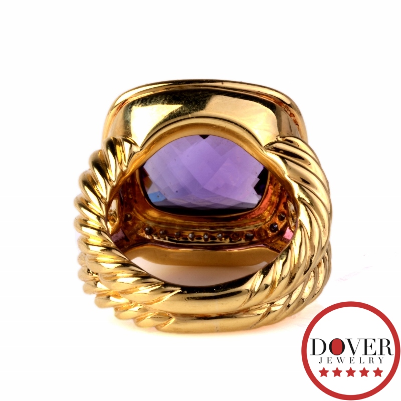 David Yurman Diamond Amethyst 18K Yellow Gold Ring 20.4 Grams $3400.00 ...