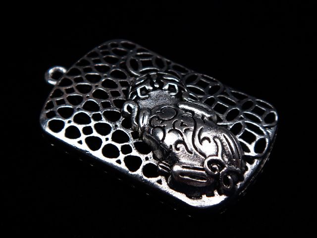 Tibetan Silver Copper 4 Buddha Faced Deity Dagger Pendant #02191603 