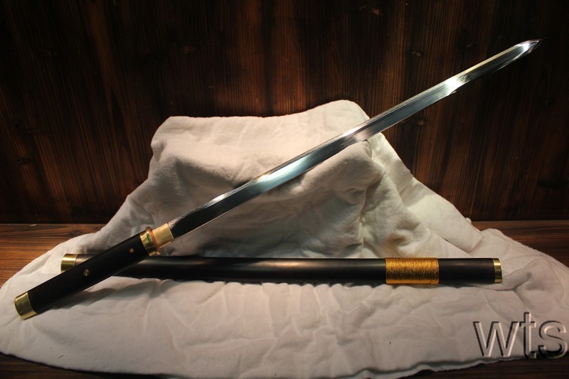 Hand Forged Chinese Jian T10 Clay Tempered Zhi Jian Ebony Wood Sword ...