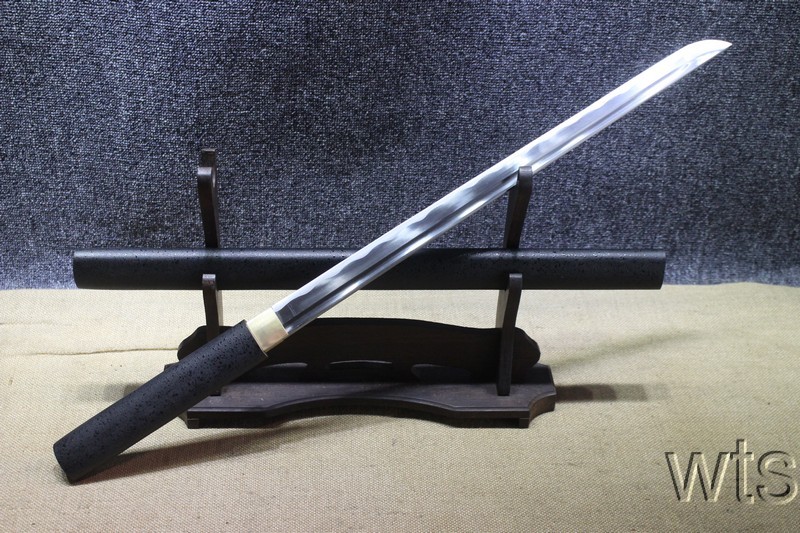 Japanese Hand 1060 Straight Matt Black Wakizashi Ninjato