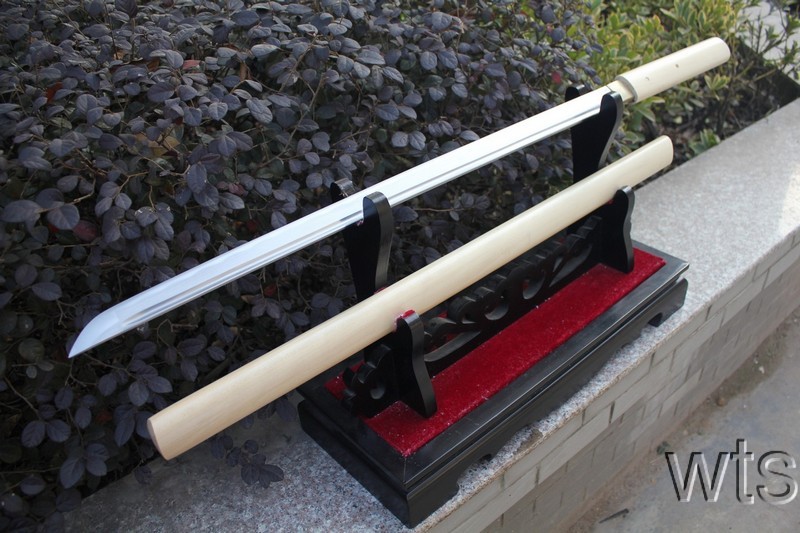 38.6" Japanese Hand Forged Shirasaya Straight Sword Full 