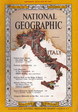 NATIONAL GEOGRAPHIC NOV 1961 ITALY POMPEII USN BALLOON TO SPACE