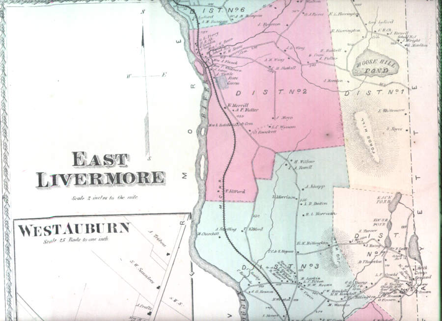 1873 EAST LIVERMORE & FALLS AUBURN MAINE ANTIQUE MAP NR eBay