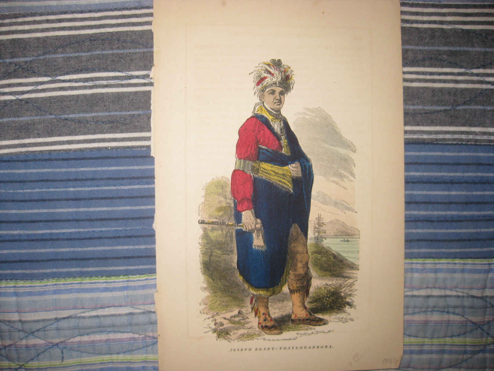 Antique 1854 Joseph Brant Thayendanegea Native American Mohawk Indian Print