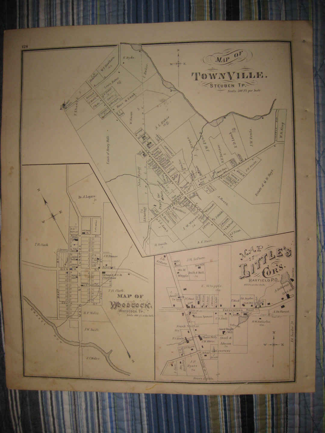 ANTIQUE 1876 TROY TOWNSHIP TOWNVILLE WOODCOCK CRAWFORD COUNTY ...