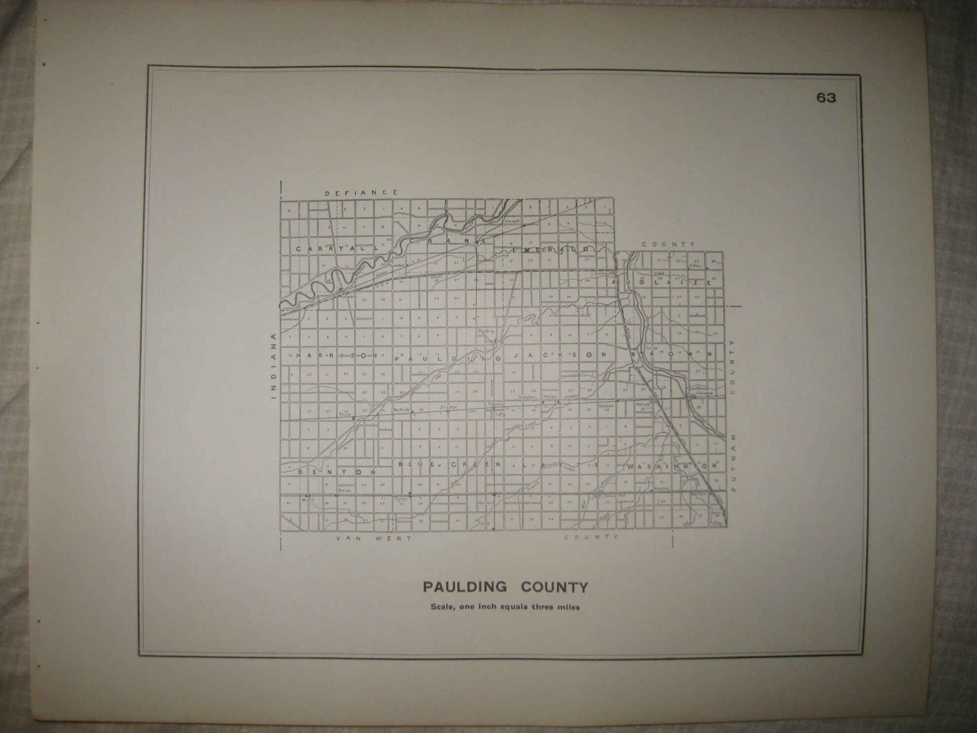 ANTIQUE 1910 PAULDING COUNTY OHIO HIGHWAY ROAD MAP RARE NR eBay