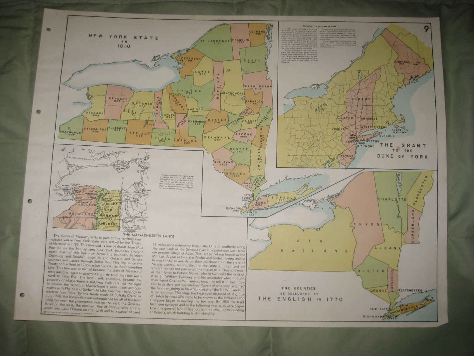 1804 NY MAP Carthage Staten Island Westfield Phoenicia New York History HUGE
