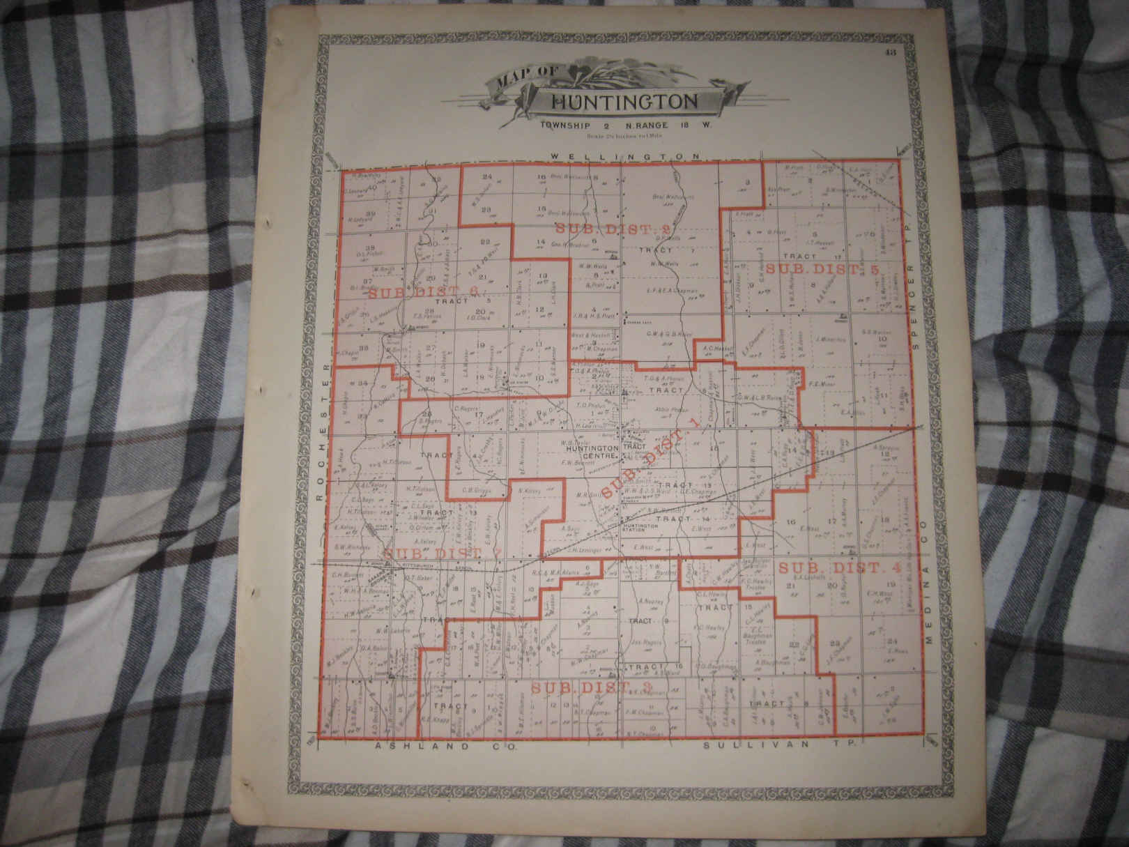 ANTIQUE 1896 HUNTINGTON TOWNSHIP CITY LORAIN COUNTY OHIO MAP W LAND OWNERS NR eBay
