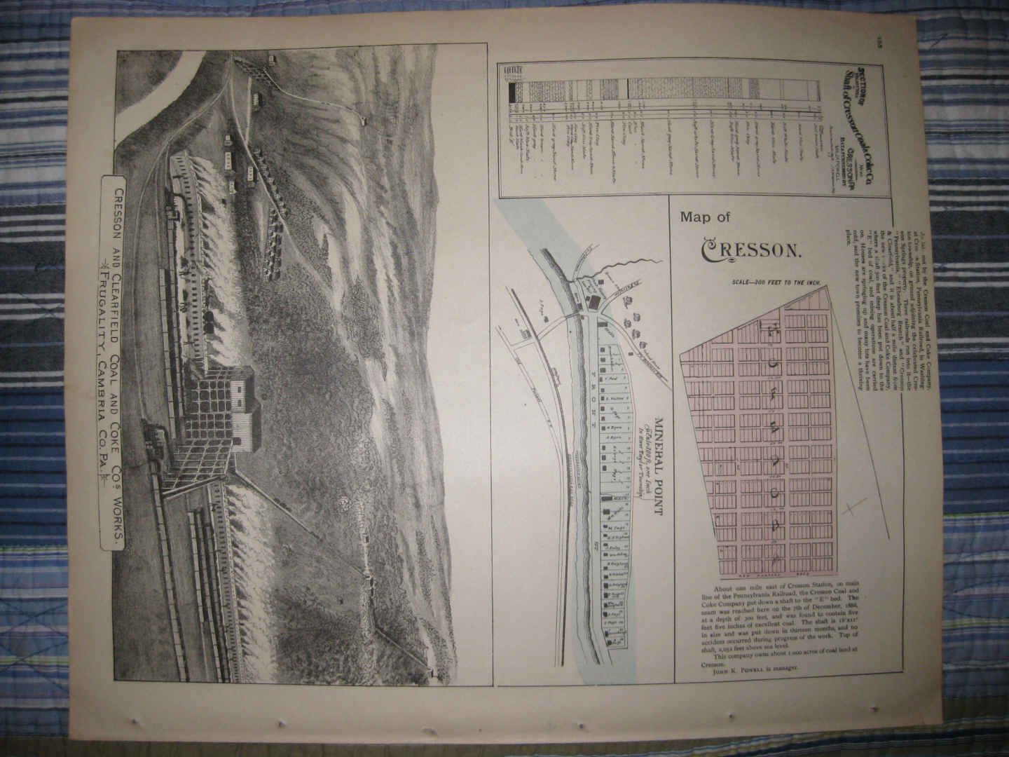 Antique 1890 Cresson Wilmore Cambria County Pennsylvania Coal Mining