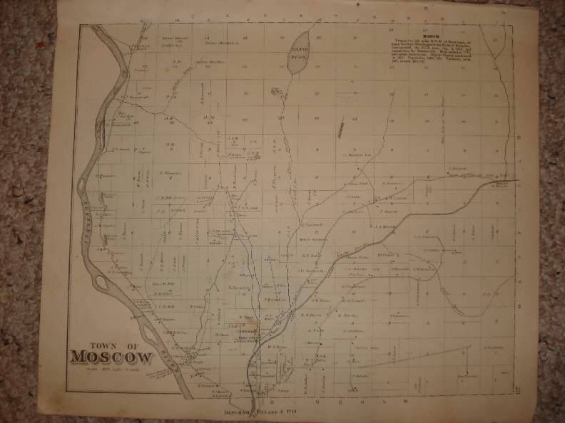 MADISON MERCER MOSCOW MAINE ANTIQUE HANDCOLORED MAP NR | eBay