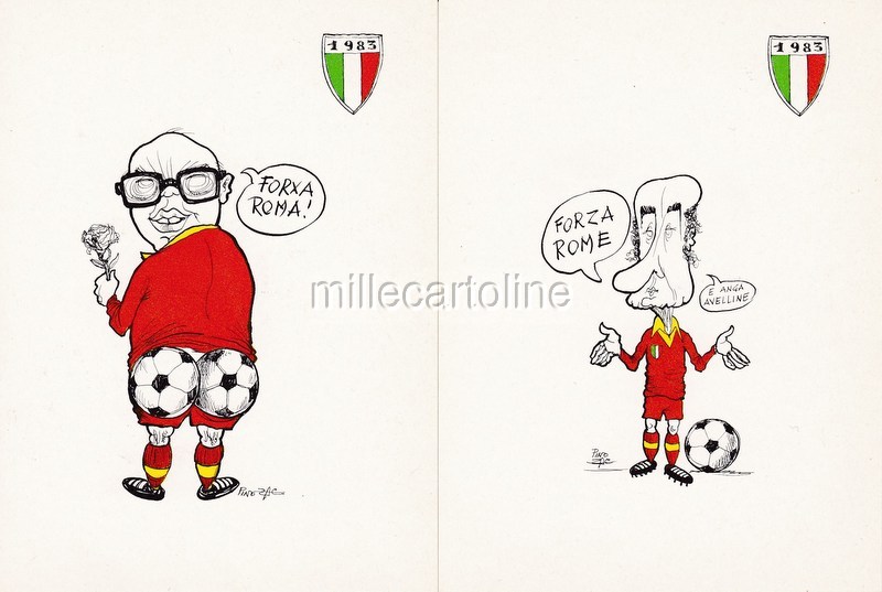  ROMA CALCIO 6 CARTOLINE SATIRICHE BUSTA FORZA LUPI Politici 
