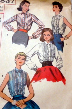 ✴︎Mille Jovo様Vintage スカート✴︎1950年代とblouse* Vintage 1950's Sewing Pattern, Stylish Blouse Top - Bust 36