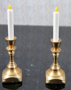 Pair Dollhouse Miniature Candlesticks Matal Candle  W Plastic Candles