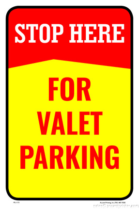 Stop Here For Valet Parking Business Building Sign Ebay