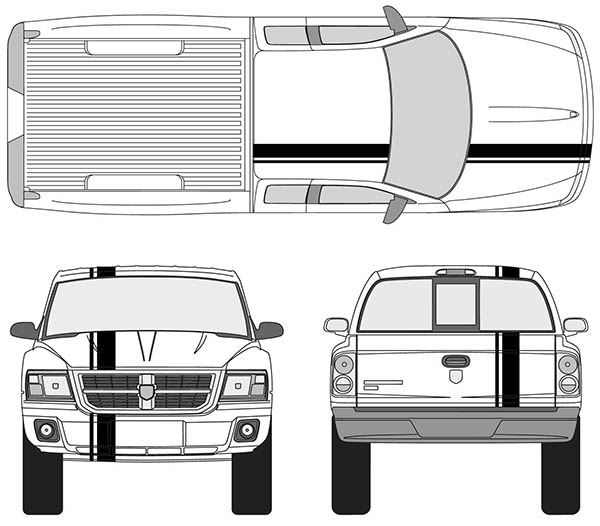 Dodge Dakota Single Offset Rally Racing Stripes 3M Vinyl Stripe Decals