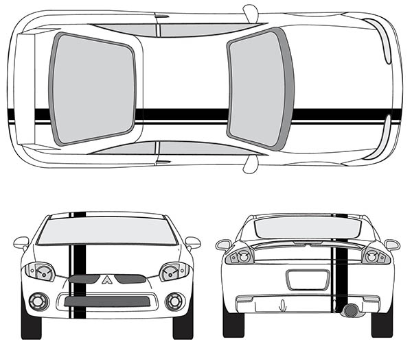 Pontiac Sunfire or Solstice Single Offset Rally Racing Stripes 3M Stripe Decals