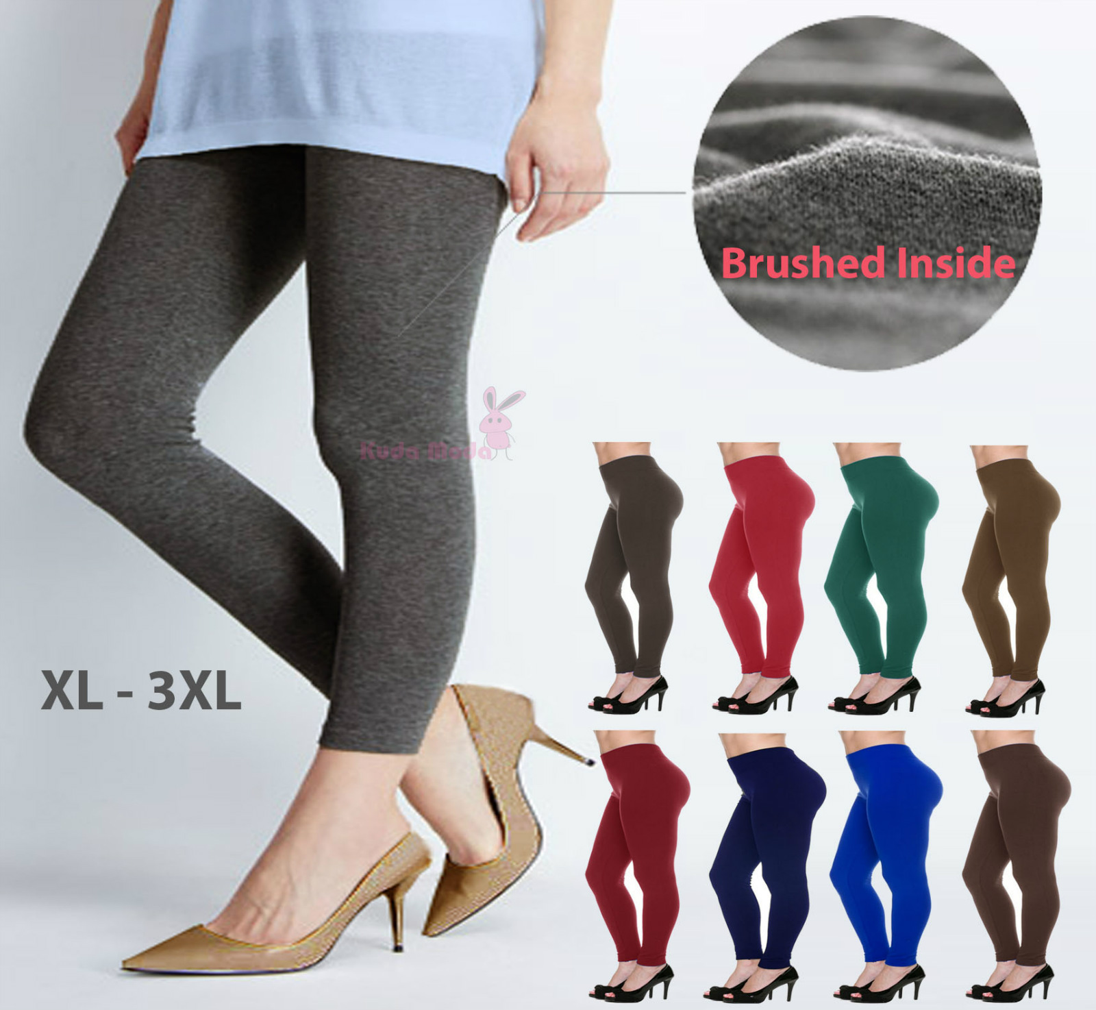 Women Warm Thick Brushed Fleece Lined Full Length Legging Plus Size ...