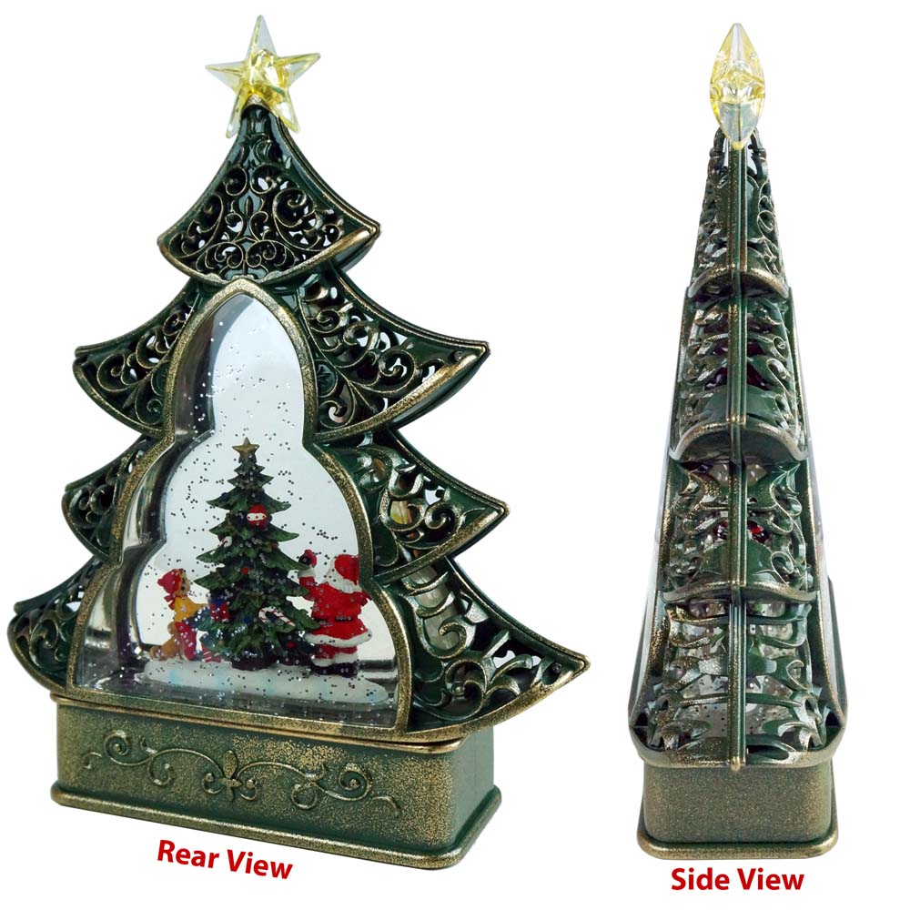 Christmas Snow Globe LED Lighted Tree Battery Operated Swirling Glitter