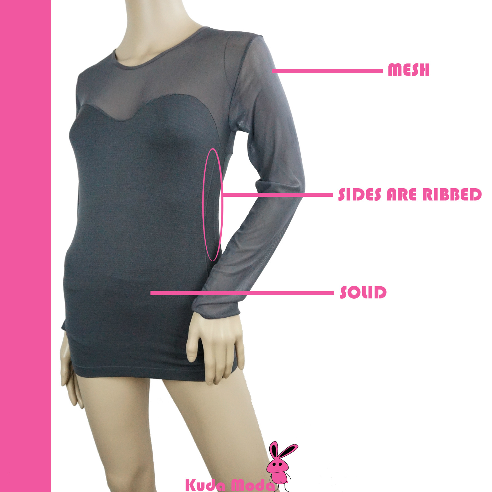Seamless Sheer Long Sleeve Mesh Sweetheart Neckline Blouse Top Shirt XS ...