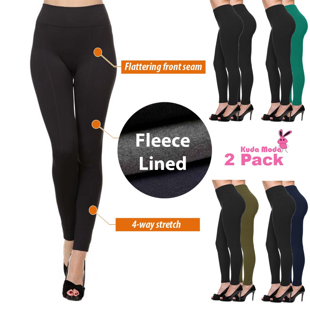 Kuda Moda 5-Pack Women 3 inch wide waistband Full Length Ankle Legging  Pants Yoga Sports Leggings 
