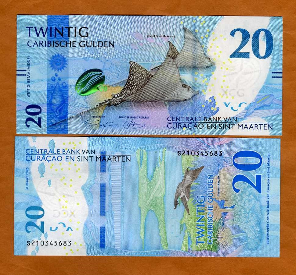 Curacao and Sint Maarten 20 Gulden, 2025, P-New, UNC New Banknotes