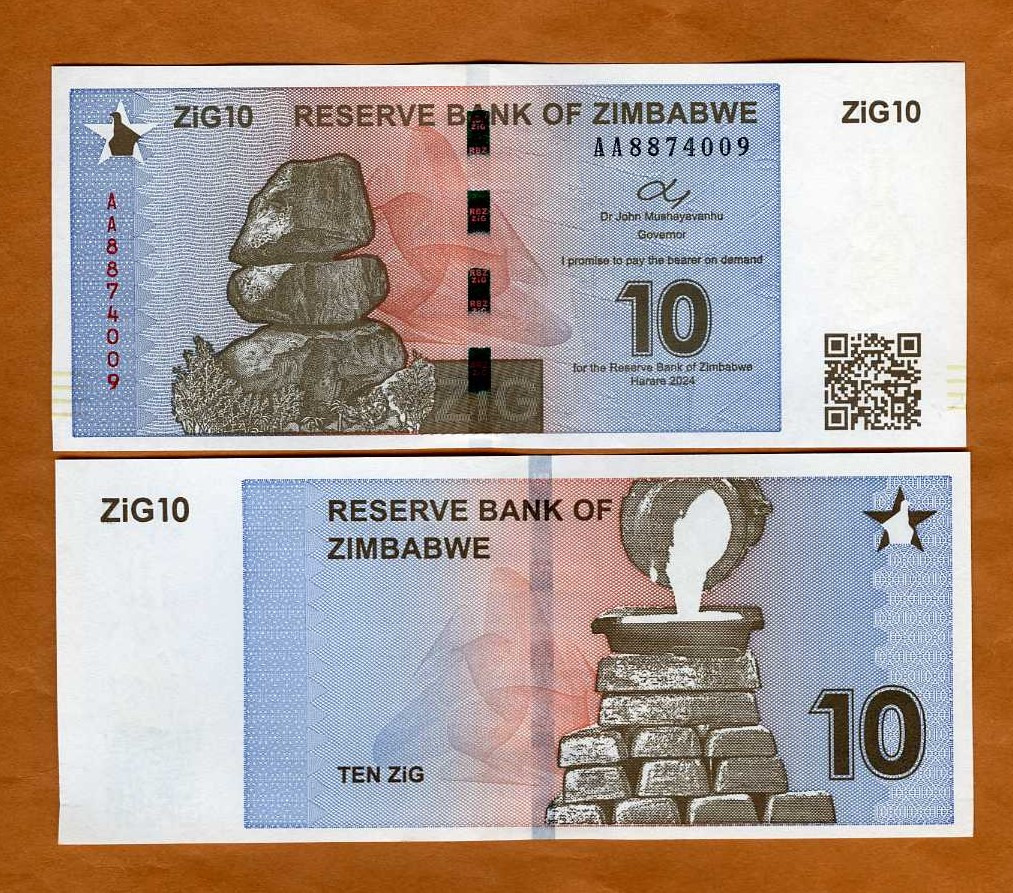 Zimbabwe, 10 ZiG, 2024, P-New, New Design, AA-Prefix UNC | eBay