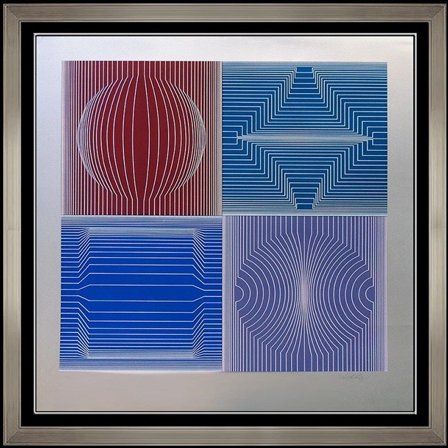 Victor Vasarely SINPO リトグラフ 直筆サイン 真作 額装 Victor Vasarely SINPO リトグラフ 直筆サイン 真作 額装 Victor