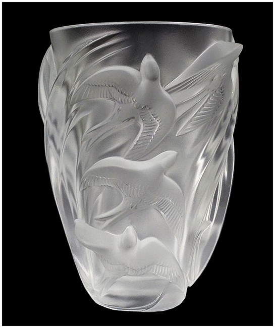 Lalique Studio Original Martinet French Glass Vase Signed Antique