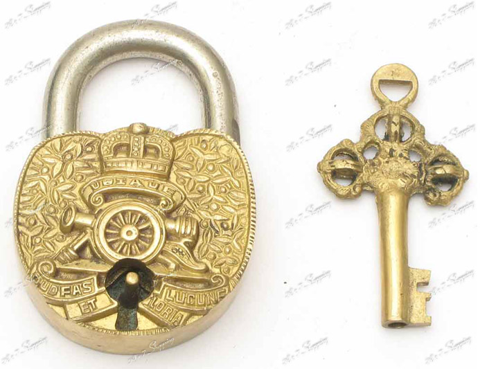 shopping24x7 : Vintage Victorian King Crown Shiny Brass Padlock 2 Keys