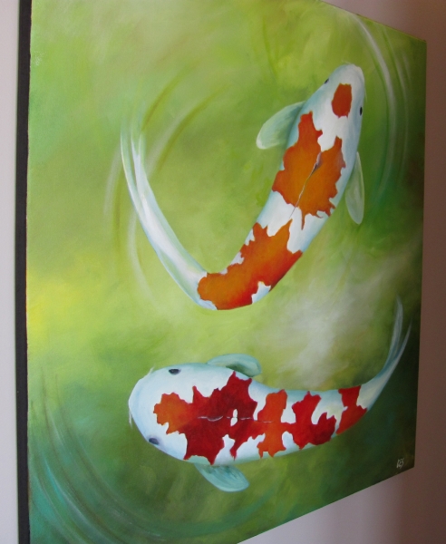 Paintings by CES : EBSQ Award WINNING CES Painting- KOI Fish Pond Abstract