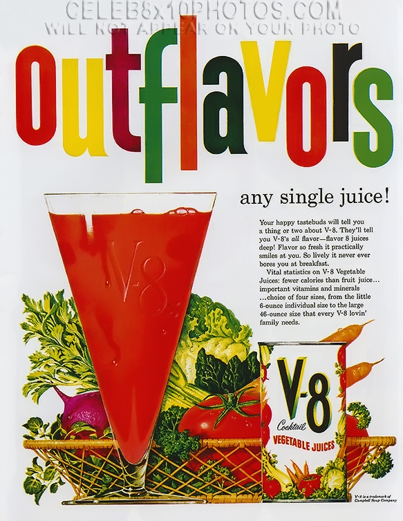 1960s MAG ADVERT V-8 VEGETABLEJUICE (1) RARE 8x10 PHOTO